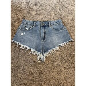 RVCA Denim Jean Shorts Elle Size 28 Booty Short Raw Hem